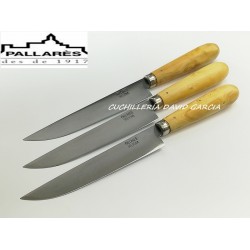 Cuchillo Cocina Pallares  Acero Carbono con Mango de Boj 15 cm