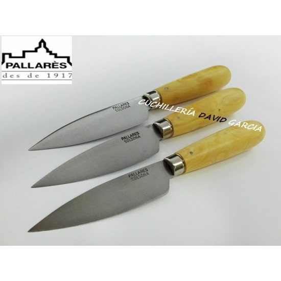 Cuchillo Cocina Pallares  Acero Carbono con Mango de Boj 9 cm