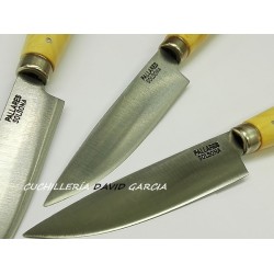 Cuchillo Cocina Pallares  Acero Carbono con Mango de Boj 10 cm