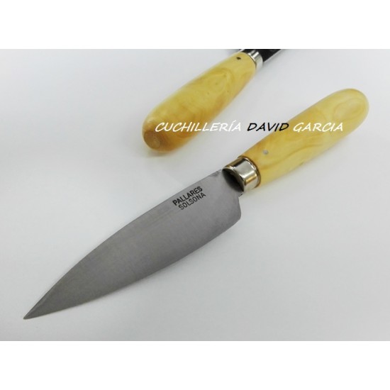 Cuchillo Cocina Pallares  Acero Carbono con Mango de Boj 9 cm