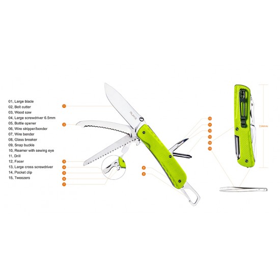 Ruike Trekker LD43 Navaja Multiusos G10 Acero 12C27 15 usos Ruike Trekker LD43 Navaja Multiusos G10 Acero 12C27 15 usos