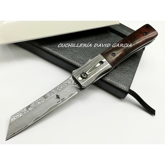 Yuki Higonokami Acero Damasco 71 Capas Mango Madera de Serpiente /Damasco Yuki Higonokami Acero Damasco 71 Capas Mango Madera de Serpiente /Damasco