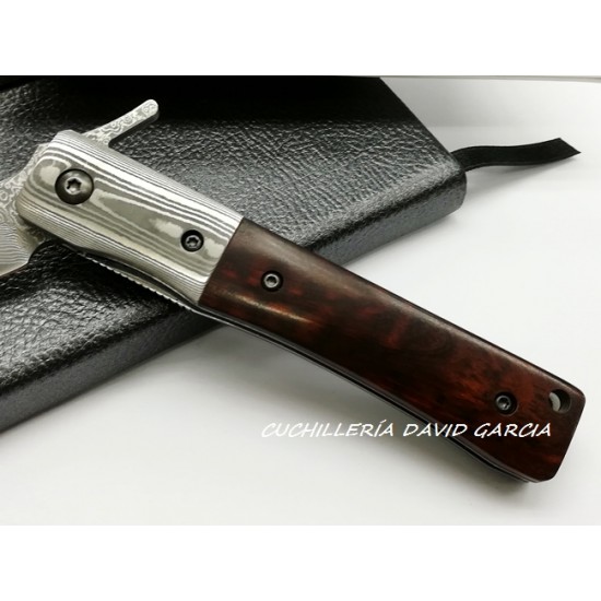 Yuki Higonokami Acero Damasco 71 Capas Mango Madera de Serpiente /Damasco Yuki Higonokami Acero Damasco 71 Capas Mango Madera de Serpiente /Damasco